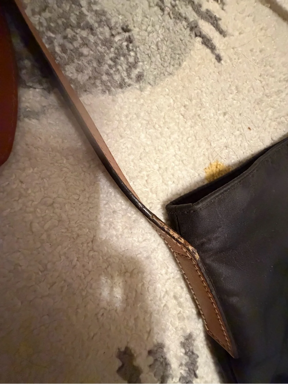 Gucci Black Monogram Messenger Bag with Brown Leather Strap